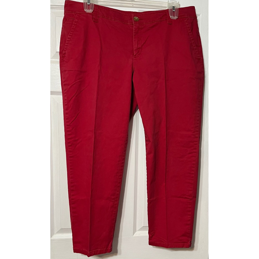 Liz Claiborne Red Cotton Blend Cropped Pants Women's‎ Size 16